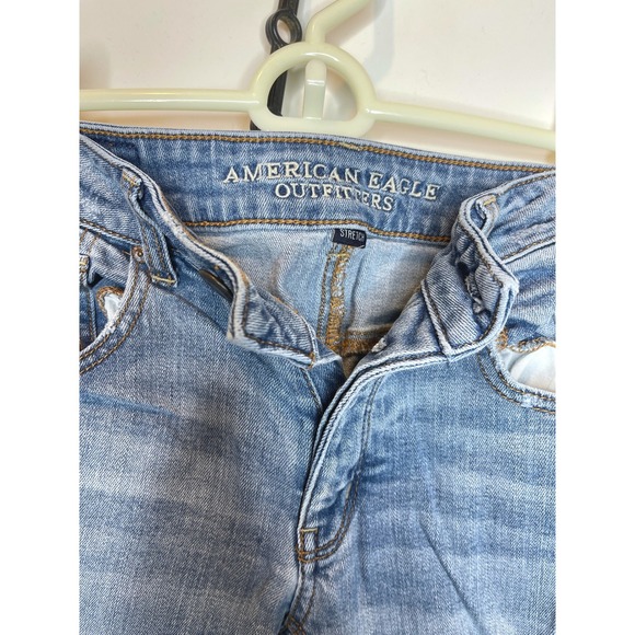 American Eagle Stretch Tomgirl Jeans Distressed Size 0 Regular - Picture 6 of 7